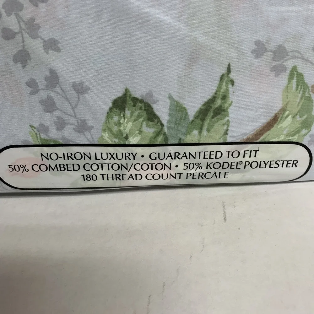 Vtg Springmaid No Iron Percale Double Fitted Sheet Pretty Foral Made USA NOS NEW